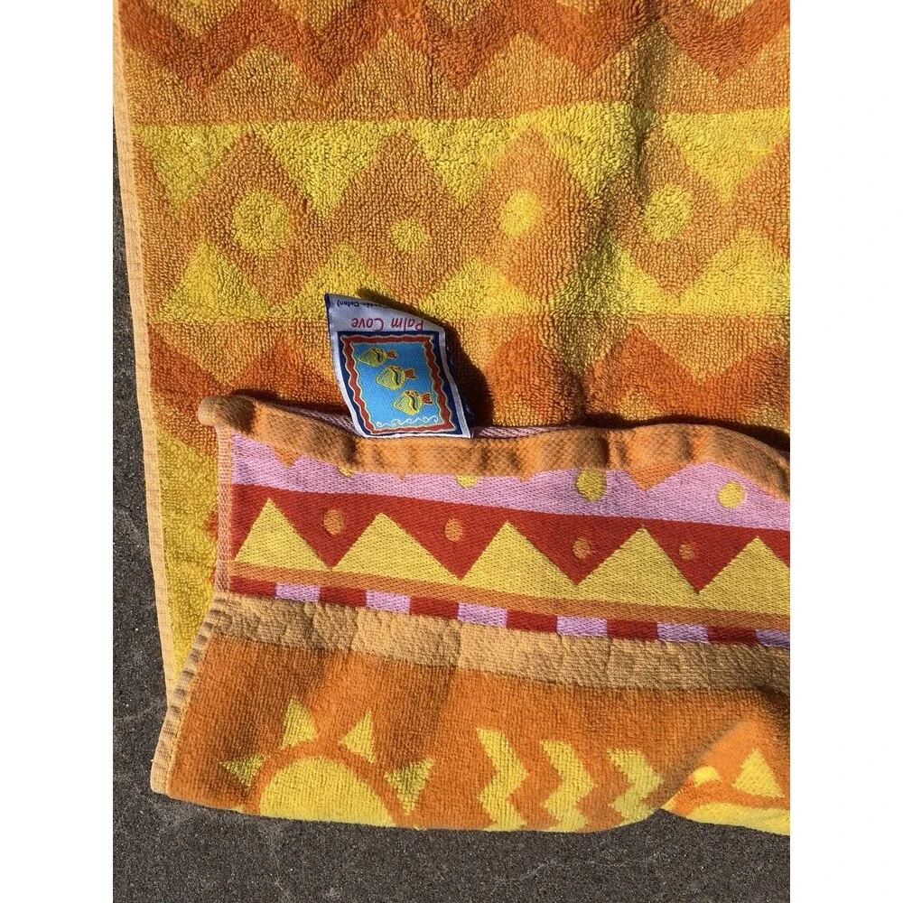 Two VTG Palm Cove Sun Beach Towels Sun Orange Floral Pink Beachtowel 100% cotton